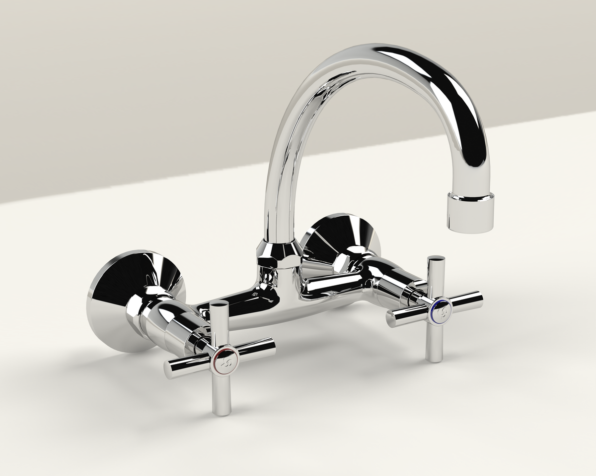 Cobra Ledimo Original Light Pattern Sink Mixer Wall Type Swivel Spout 1/2 MI Chrome