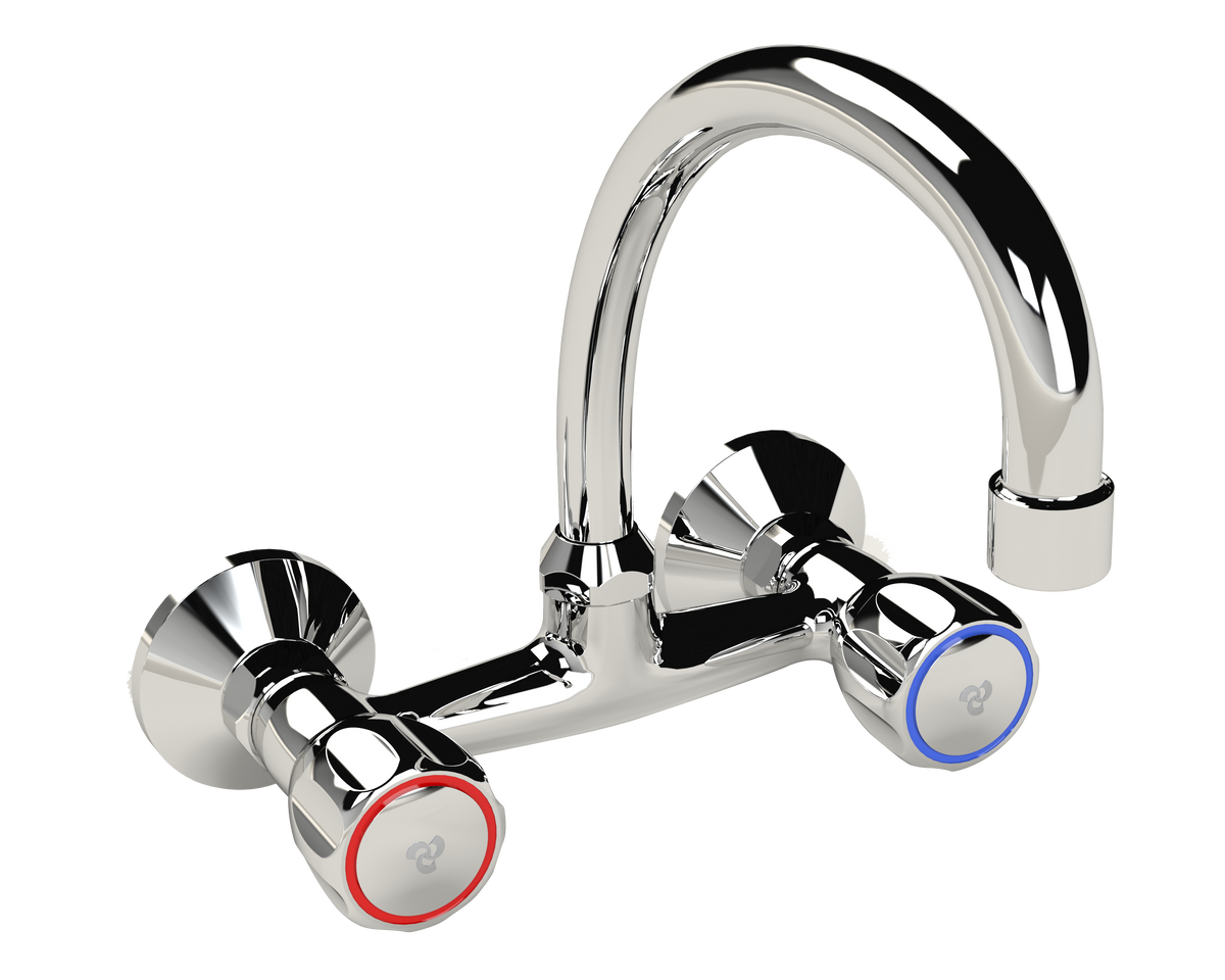 Cobra Metsi Original Light Pattern Wall Type Swivel Spout Sink Mixer 1/2 Chrome