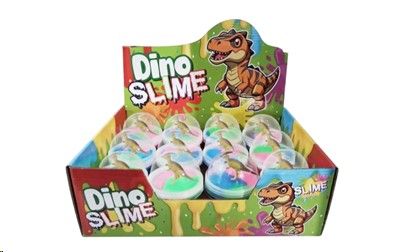 Dino Goo Slime with a toy inside , packed 12 in a display box