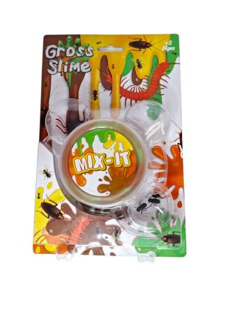 Gross slime , 3 colours of slime mixed with insects and some very fun looking pretend insects to create the ultimate slime mix