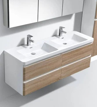 Clear Cube Milan 1500 with Four Drawers Gloss White Drawers with Gloss White Sides - Includes Milan 1500 Double Basin White Composite