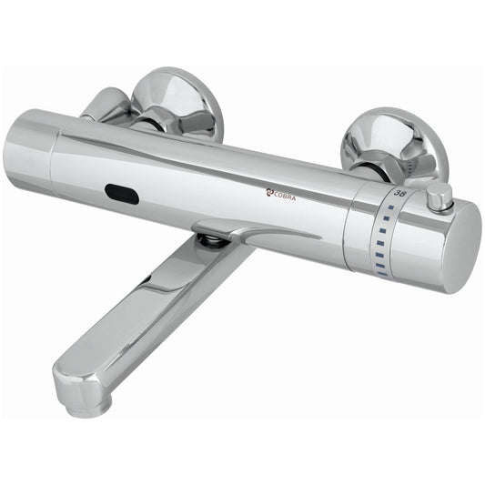 Cobra Electronic Thermostatic Exposed Mixer Wall Type Underspout 220V Mains Powered AC No Touch Over Chrome