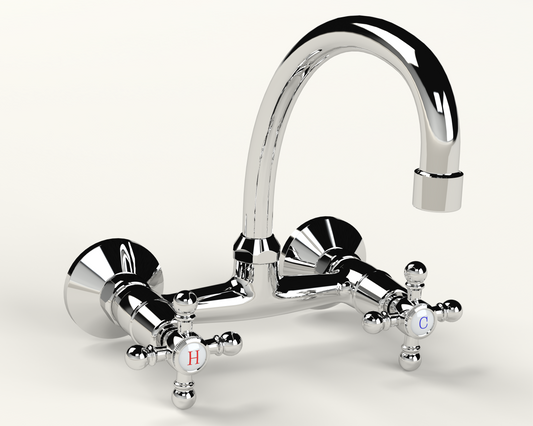 Cobra Roma Original Light Pattern Sink Mixer Wall Type Chrome