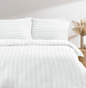 Hospitality 100% Cotton 300TC Sateen Stripe White SINGLE