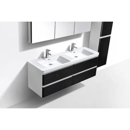 Milan 1200Clear Cube Milan 1200 with Double Drawer  Gloss White with Gloss White Sides - Includes Milan 1200 Double Basin White Composite