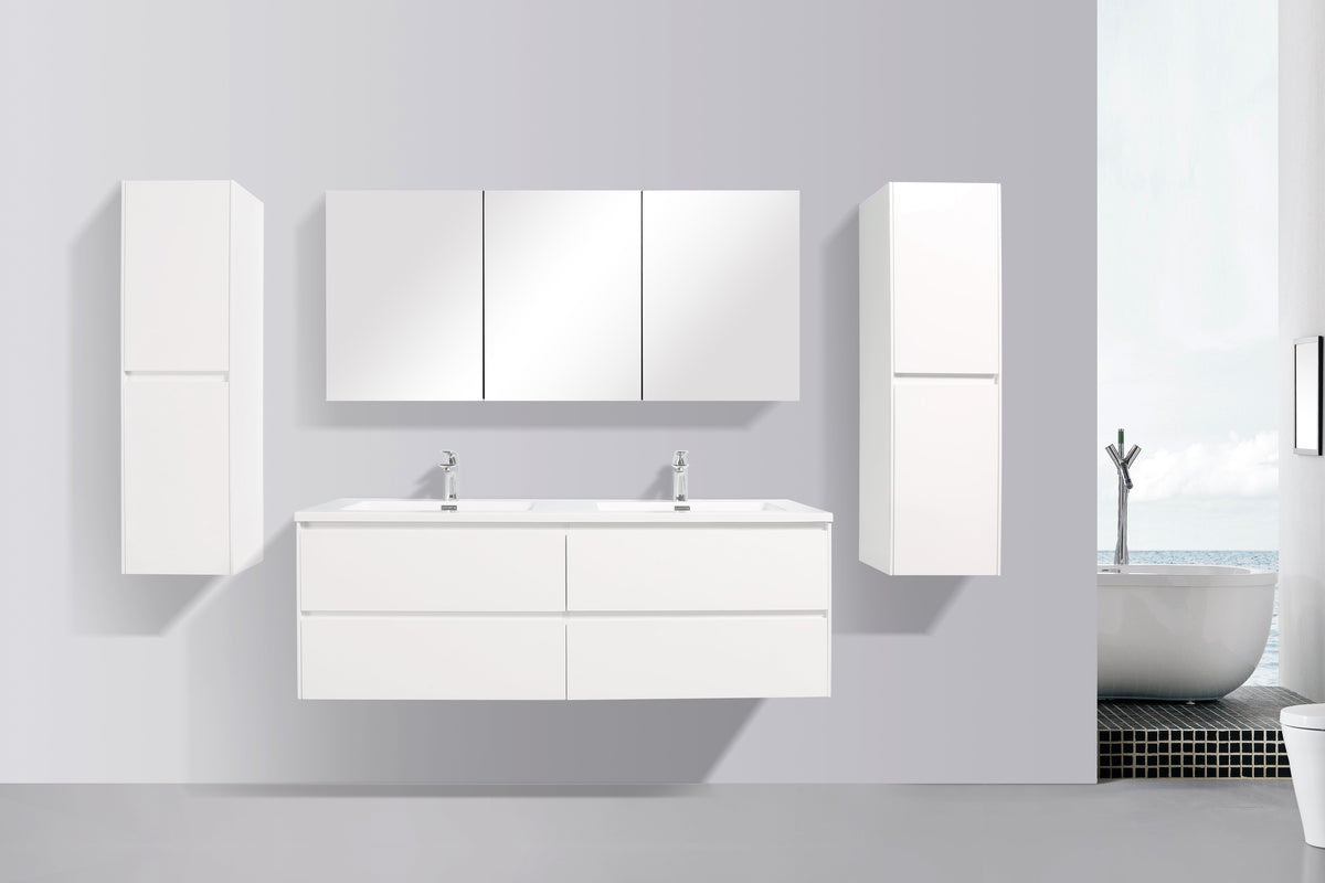 Clear Cube Enzo 1500 with Double Drawer Gloss White - Includes Enzo 1500 Double Basin White Composite