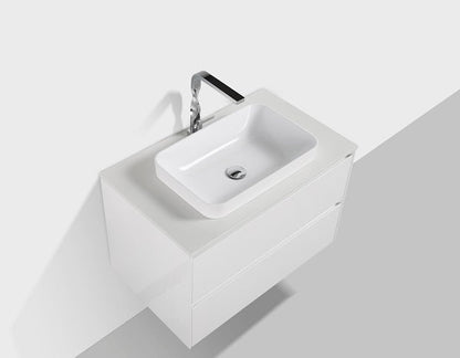 Clear Cube Madrid 800 with Double Drawer  White with Quartz Stone Top - Includes Madrid Basin White Composite