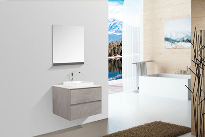 Clear Cube Madrid 800 with Double DrawerConcrete Grey with Quartz Stone Top - Includes Madrid Basin White Composite