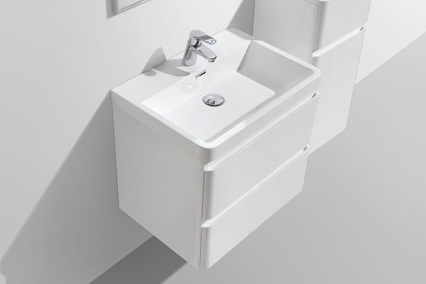 Clear Cube Milan 600 with Double Drawer  Gloss White Drawers with Gloss White Sides - Includes Milan 600 Basin White Composite
