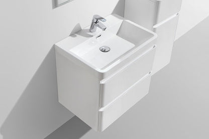 Clear Cube Milan 600 with Double Drawer  Gloss White Drawers with Gloss White Sides - Includes Milan 600 Basin White Composite