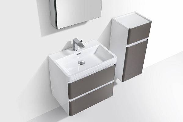 Clear Cube Milan 600 with Double Drawer  Gloss White Drawers with Gloss White Sides - Includes Milan 600 Basin White Composite