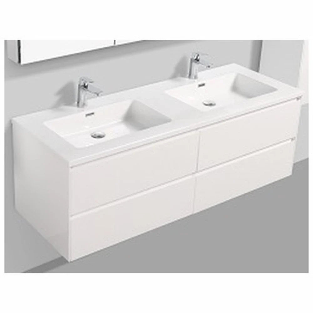 Clear Cube Enzo 1500 with Double Drawer Gloss White - Includes Enzo 1500 Double Basin White Composite