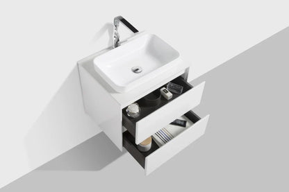 Clear Cube Madrid 600 with Double Drawer White with Quartz Stone Top - Includes Madrid Basin White Composite
