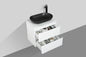 Clear Cube Santorini 600 with Double Drawer White with Calcatta Marble Wooden Top - Includes Lavello Basin Black