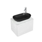 Cube Santorini 600 with Single Drawer  White with Calcatta Marble Wooden Top - Includes Lavello Basin Blac