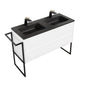 Clear Cube Urban 1200 With Double Drawer White Includes Enzo 1200 Basin Black Composite & Enzo Matt Black frame with Towel Rack