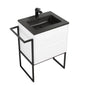 Clear Cube Urban 600 With Double Drawer  White Gloss Includes Enzo 600 Basin Black Composite & Enzo Matt Black frame with Towel Rack