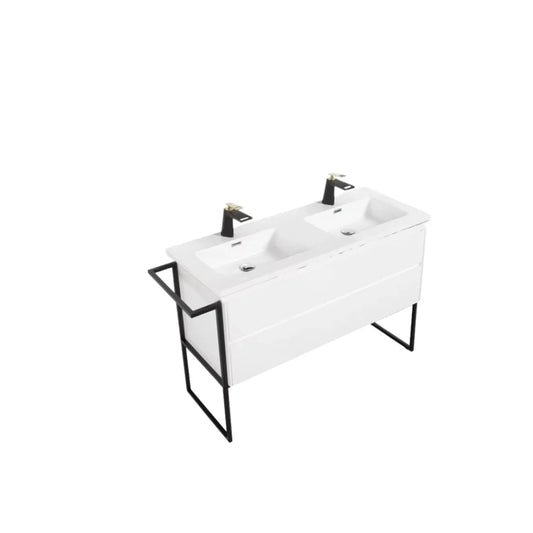 Clear Cube Urban 1200 With Double Drawer  White Includes Enzo 1200 Basin White Composite & Enzo Matt Black frame with Towel Rack