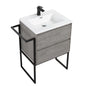 Clear Cube Urban 600 With Double Drawer Concrete Includes Enzo 600 Basin White Composite & Enzo Matt Black frame with Towel Rack