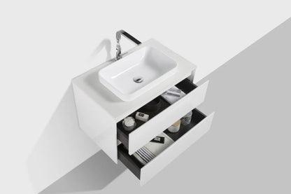 Clear Cube Madrid 800 with Double Drawer  White with Quartz Stone Top - Includes Madrid Basin White Composite