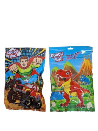 Surprise Superhero and Dinosaur Goody bags, filled with toys poster and stickers