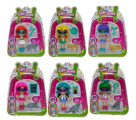 Lilly Dolls, Collectable 8cm , flexi dolls all with interchangable dresses and hair , 6 styles in the range