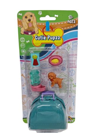 Cutie Pupzz, very cute 6 assorted puppies with accessories from puppy carrier to feeding and grooming