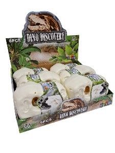 Dinosaur Heads that open into building diy dinosaurs, 6 Dinosaur heads in a display box, 15cm x 11cm skull  size each