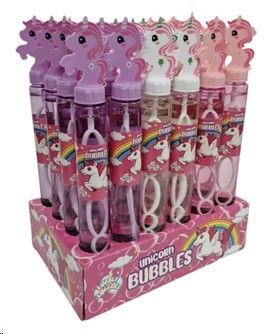 Unicorn Bubble Sticks , 27 cm length , 24 per display