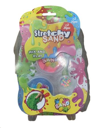 Stretchy Squeezy sand , mix in the colour shapes to create colour