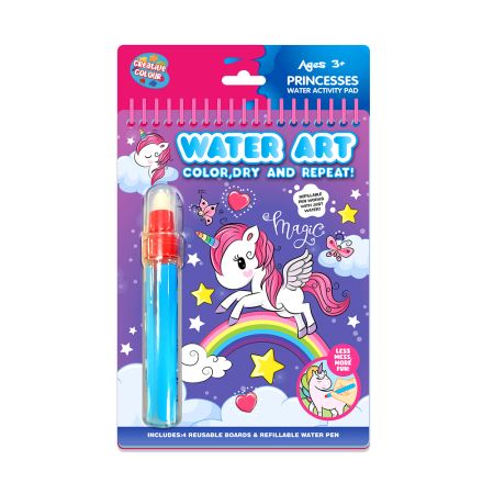 Unicorn designs coloured in with a pen that needs water to then colour in with the pen