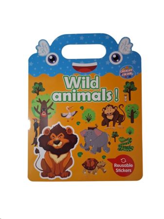 Wild Animals Magnetic  Sticker book , magnetic stickers stick and can be removed from the scenes that are on the book , match the names of the animals to the sticker