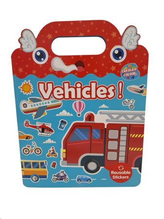 Vehicles Magnetic Sticker book , magnetic stickers stick and can be removed from the scenes that are on the book , match the names of the vehicles to the sticker