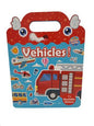 Vehicles Magnetic Sticker book , magnetic stickers stick and can be removed from the scenes that are on the book , match the names of the vehicles to the sticker