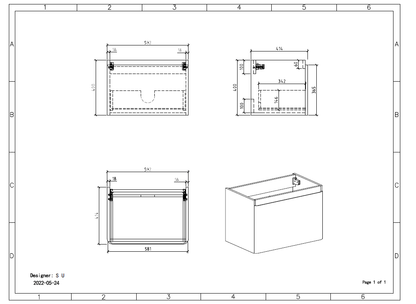 Clear Cube Santorini 600 with Single Drawer White with Calcatta Marble Wooden Top - Includes Lavello Basin White