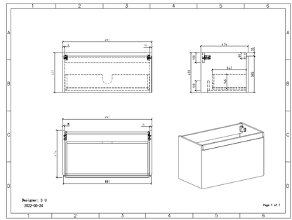 Clear Cube Santorini 900 with Single Drawer White with Calcatta Marble Wooden Top - Includes Lavello Basin White