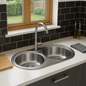 Stainless steel double bowl kitchen sink roca