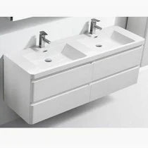 Clear Cube Milan 1500 with Four Drawers Gloss White Drawers with Gloss White Sides - Includes Milan 1500 Double Basin White Composite