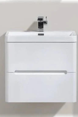 Clear Cube Venice 600 with Double Drawer Gloss White Drawers with Gloss White Sides - Includes Milan 600 Basin White Composite